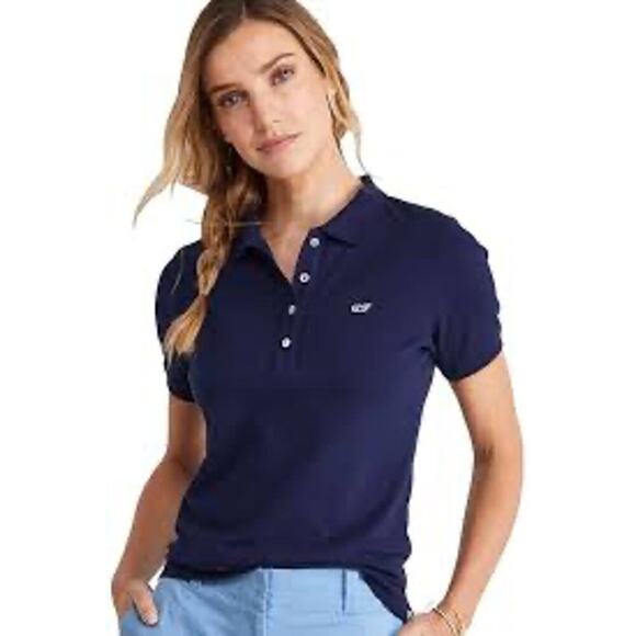 Girls' Navy Heritage Pique Polo - Picture 1 of 5